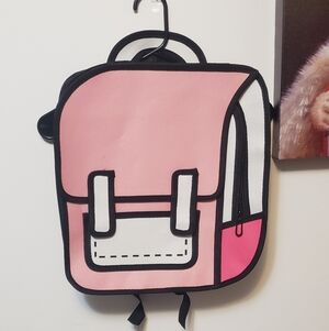 Kids Pink 2D Cartoon-Style Backpack